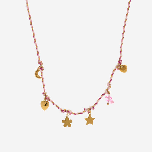 Dottilove  14k Gold Plated Braided Charm Necklace